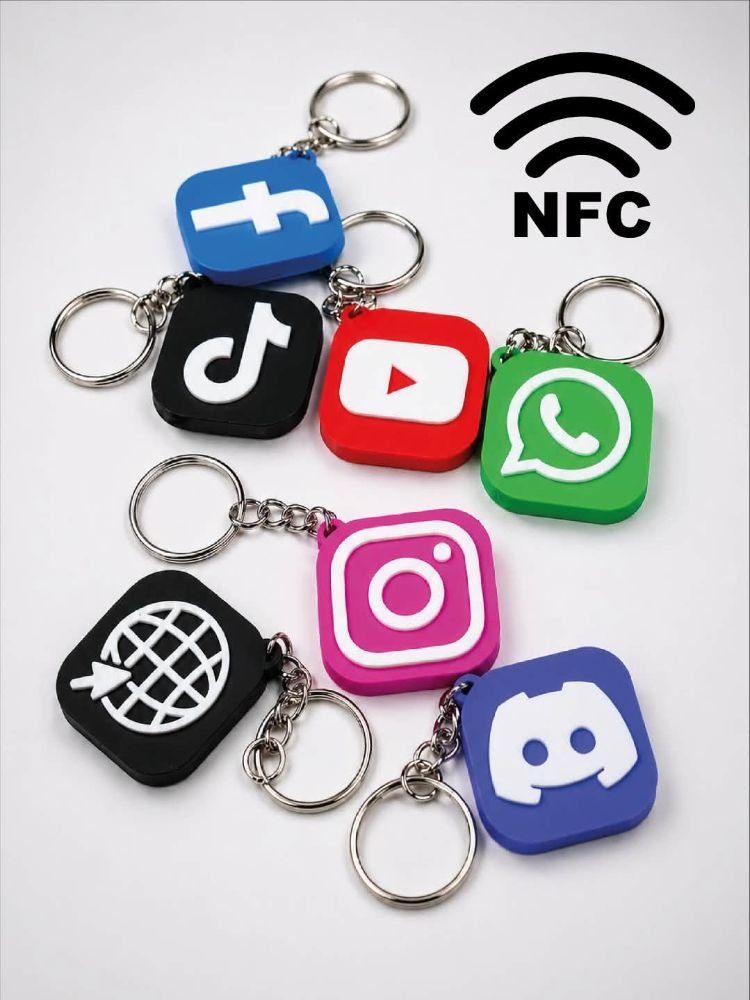 Chaveiros de redes sociais com NFC